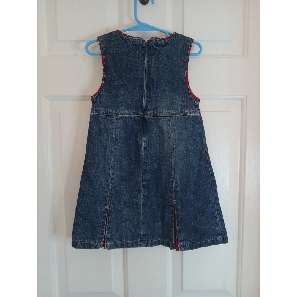 Izod Toddler Girls Jean Jumper Dress Size 4T Sleeveless Denim Jumper Plaid‎ Blue
